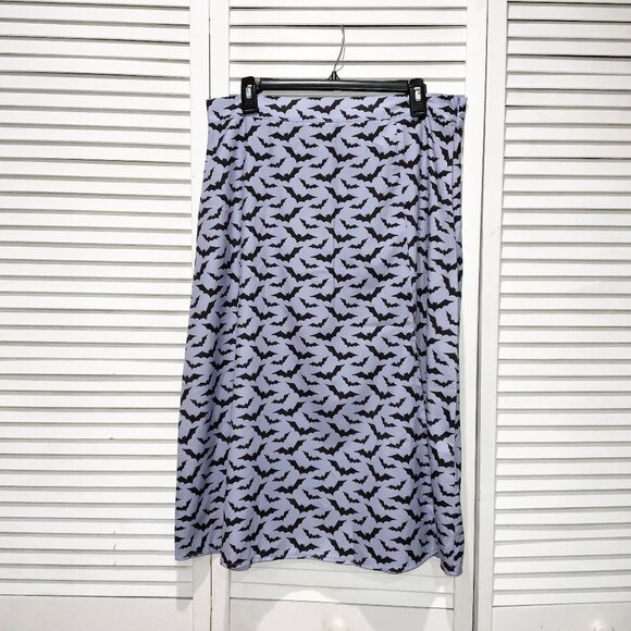 Romwe Purple A-Line Skirt with Bat Print - Picture 1 of 5